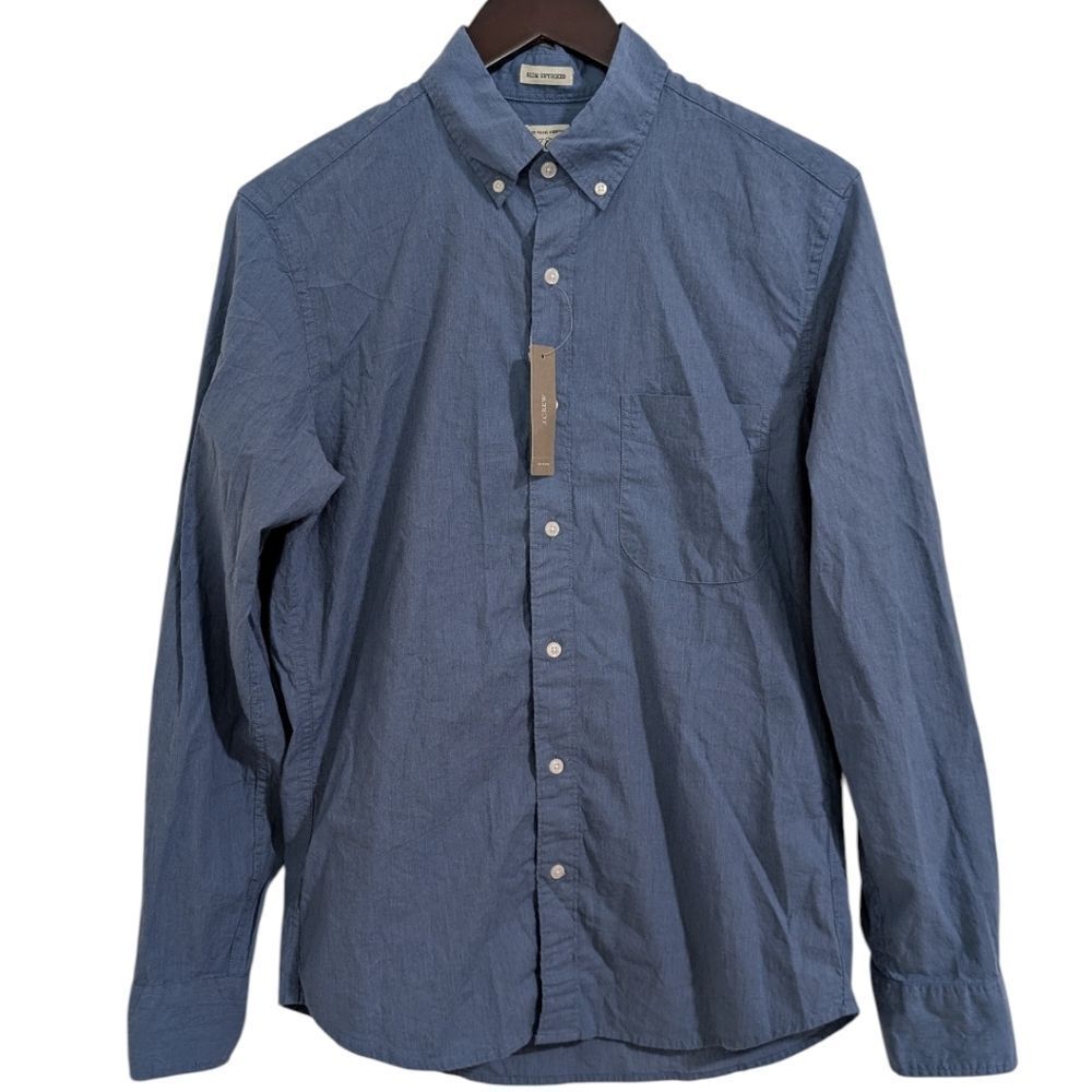 J.Crew Slim Untucked Secret Wash Stretch Buton Down Shirt S Short Blue H8097 NWT